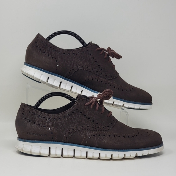 Cole Haan Zerogrand Wingtip Oxfords Mens Size 10.5  Casual C29769 Brown Leather - Picture 1 of 10